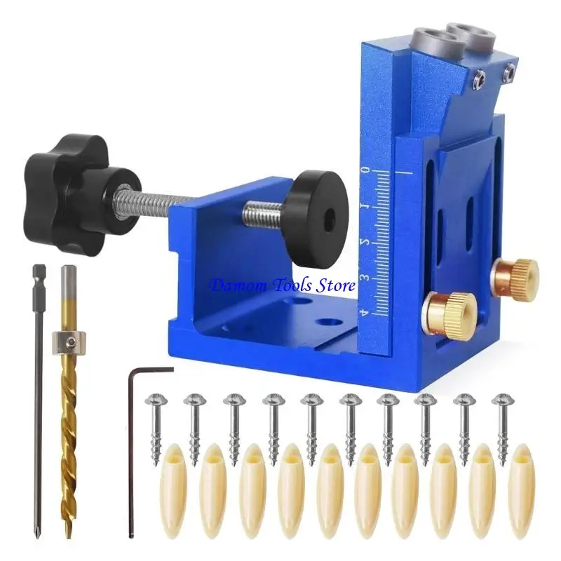 57BE Woodworking Doweling Jig Set Set Heal Hole Locator دليل تحديد موقع الأثاث