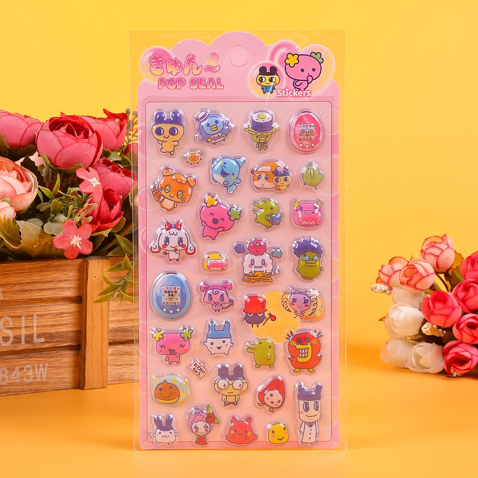 4/40 Pezzi Adesivi Tamagotchi Carini in Stile Cartone Animato, Adesivi 3D in Rilievo, Decalcomanie Kawaii a Bolle per Decorazione di Quaderni e Diari