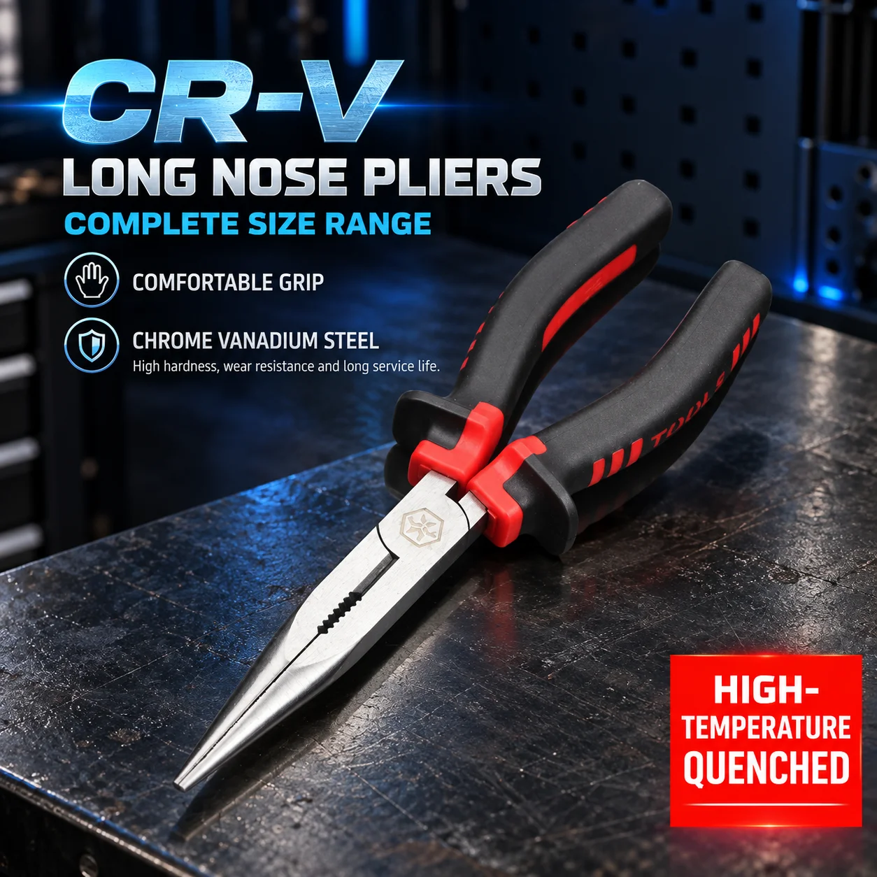 6/8 Inch Long Nose Plier Needle Nose Pliers Press Crome Vanadium Tool Multi Hand Tool with Double Colour Handle