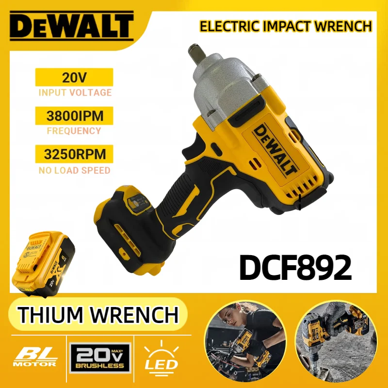 

Dewalt DCF892 Auto Repair Power Tools Cordless Impact Driver High Torque Three Speed 1/2 Inch Brushless Electric Wrench 812N.m