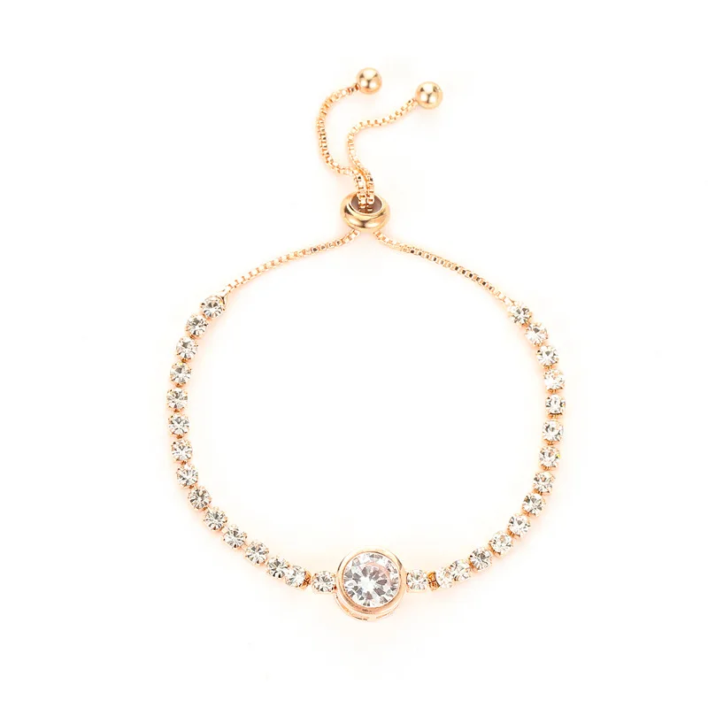 Voller Strasssteine, verstellbares 18 Karat vergoldetes Edelstahlarmband für Frauen, 2022, neuer trendiger quadratischer Zirkon-Armbandschmuck