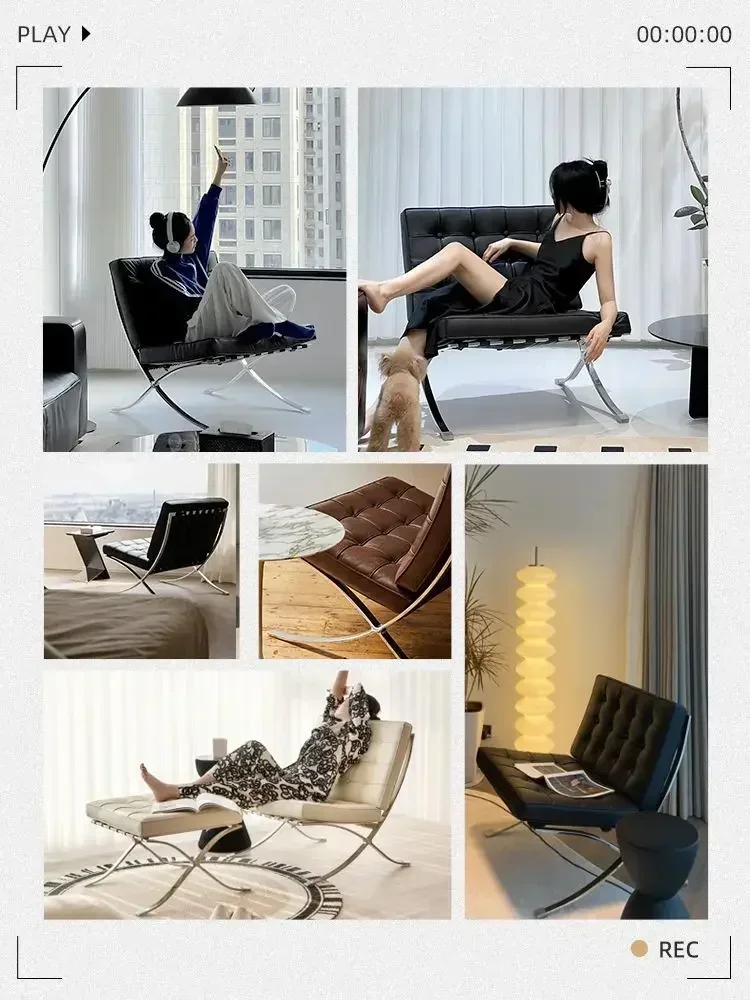 2024 new Internet celebrity Barcelona chair designer single sofa chair minimalist light luxury living room lounge chair