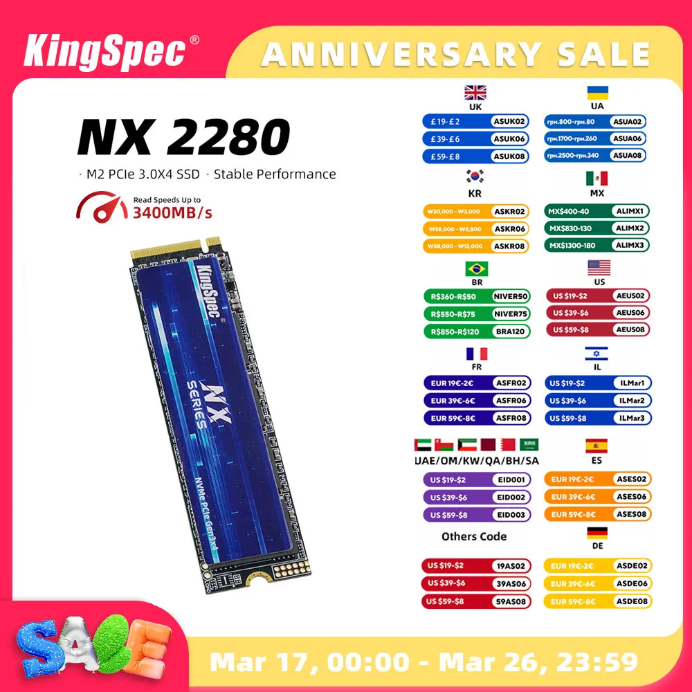 KingSpec SSD M2 NVME 512 ГБ 256 ГБ 1 ТБ SSD M
