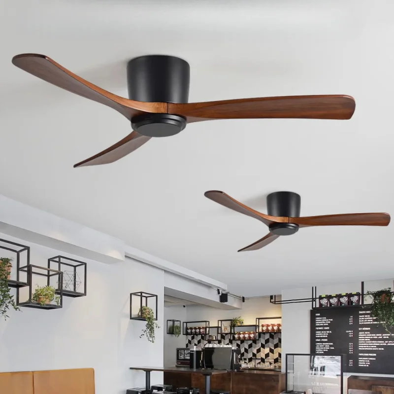 56 inch strong wind Nordic solid wood ceiling fan, living room, dining room, industrial retro commercial ceiling