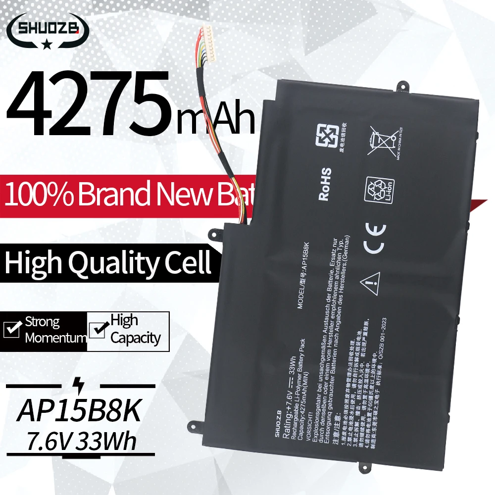 New AP15B8K Laptop Battery For Acer Aspire Switch 11 V SW5-173-614T 12S SW7-272 KT.0020G.005 NT.G74AA.002 2ICP3/100/107 7.6V