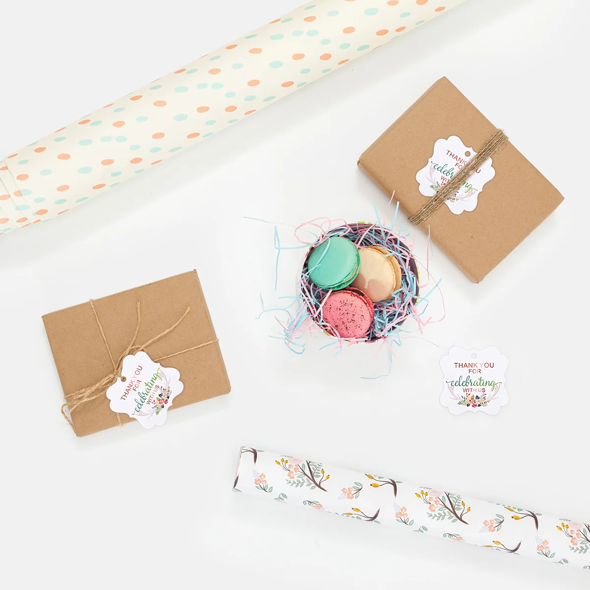 50 buah kartu ucapan pernikahan suvenir Terima kasih hadiah indah cetak Hangtag kue