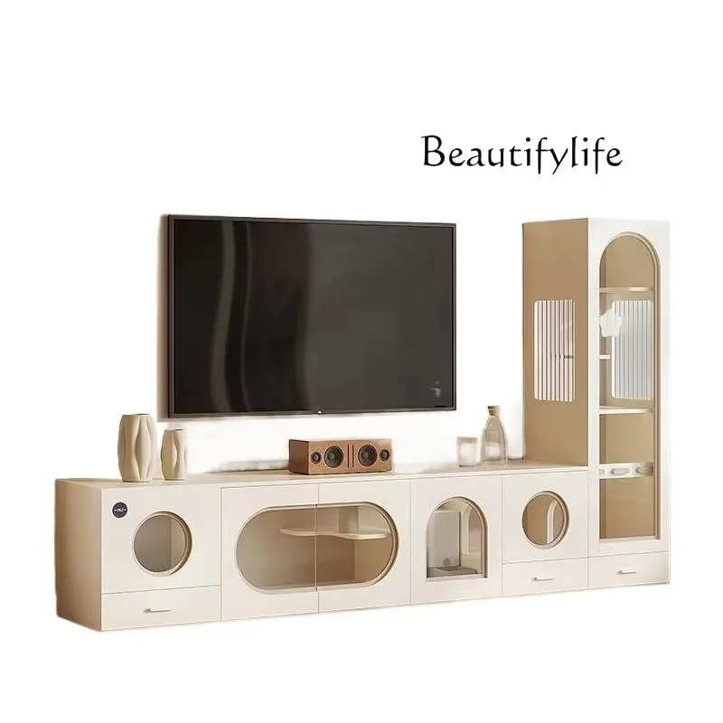 Y45 Cat Villa With Hidden Cage Customizable Indoor Pet Furniture, Multi-Functional Design Space-Saving TV Cat Cabinet - Horizont
