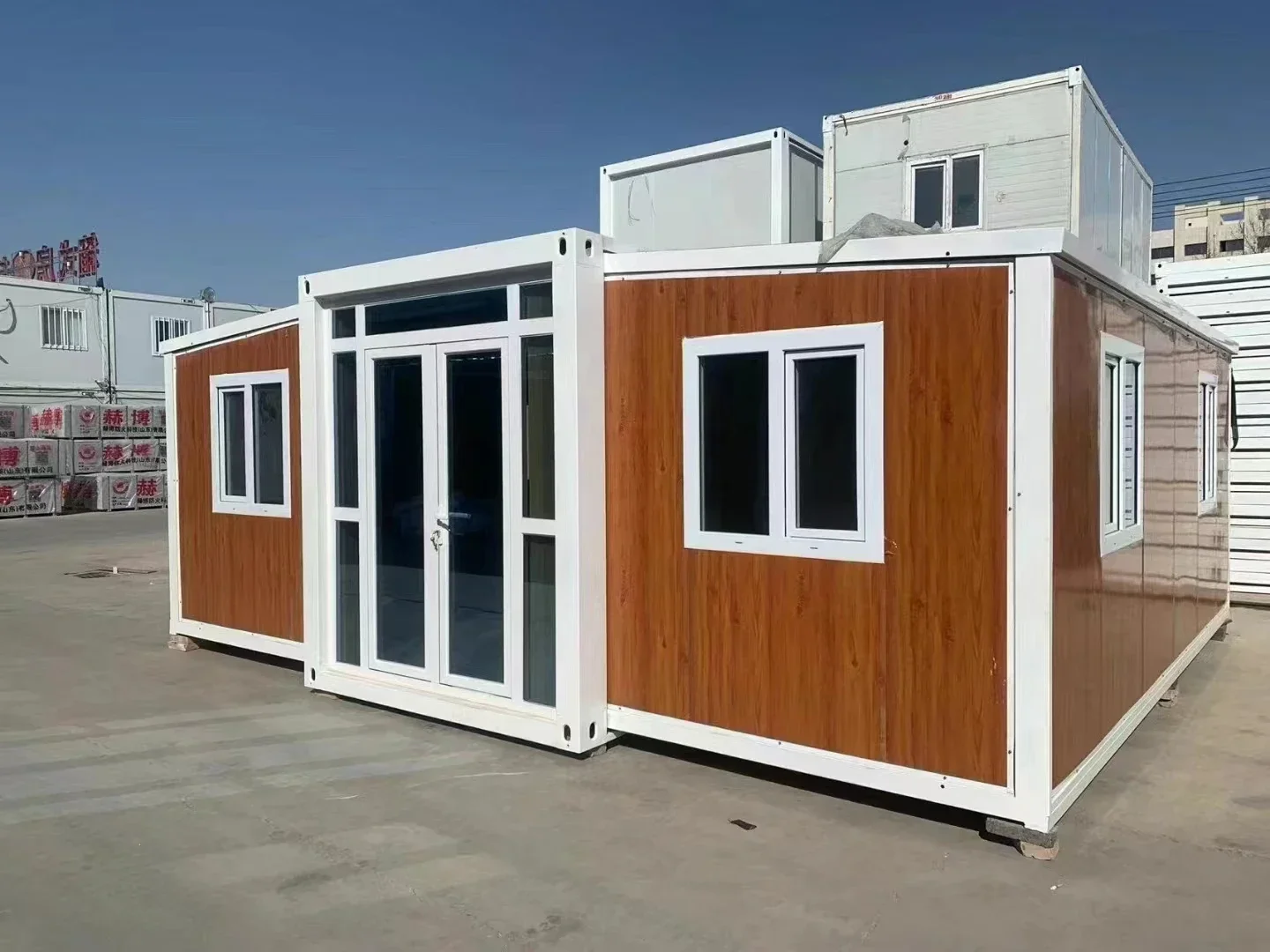 Kustom wadah lipat struktur baja modular prefab rumah mobile