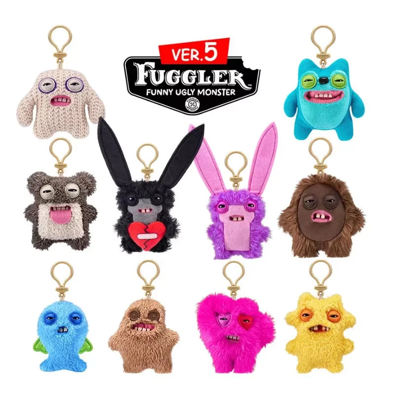Fuggler Series5 Plush Keyrings Funny Ugly Monster Doll Wide Eyed Weirdo Annoyed Alien Backpacke Pendant Toys Kids Hallowee Gifts