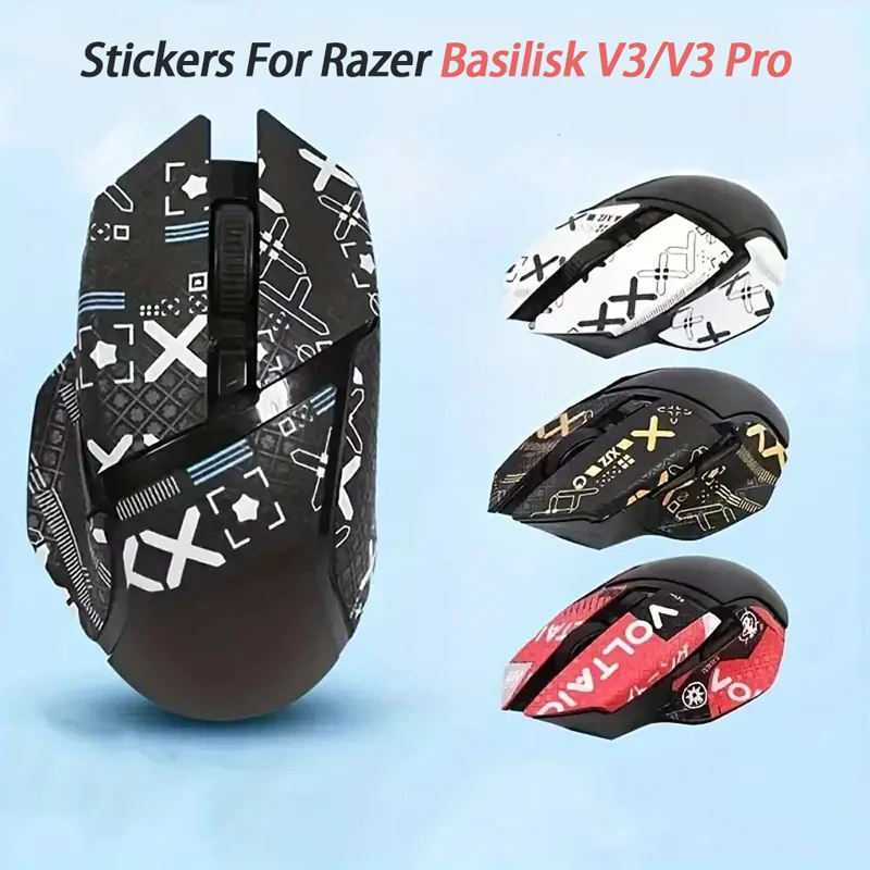 Mouse Grip Tape Full Coverage for Razer Basilisk V3 Gaming Mouse, Self-Adhesive PreCut Sweat-Resistant Professional Mice Kit