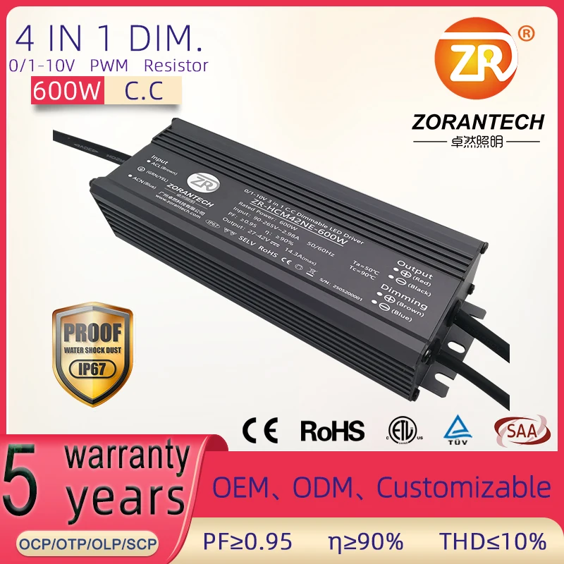 

Zoran 0-10V Dimmable LED Driver 600W Plant Growth Light Constant Current LED Driver low-voltage waterproof LED light transformer