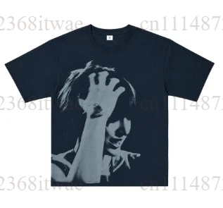 Figure Portrait Print Short Sleeve T‑Shirt Loose Crew Neck Tee Casual Street Style Top
