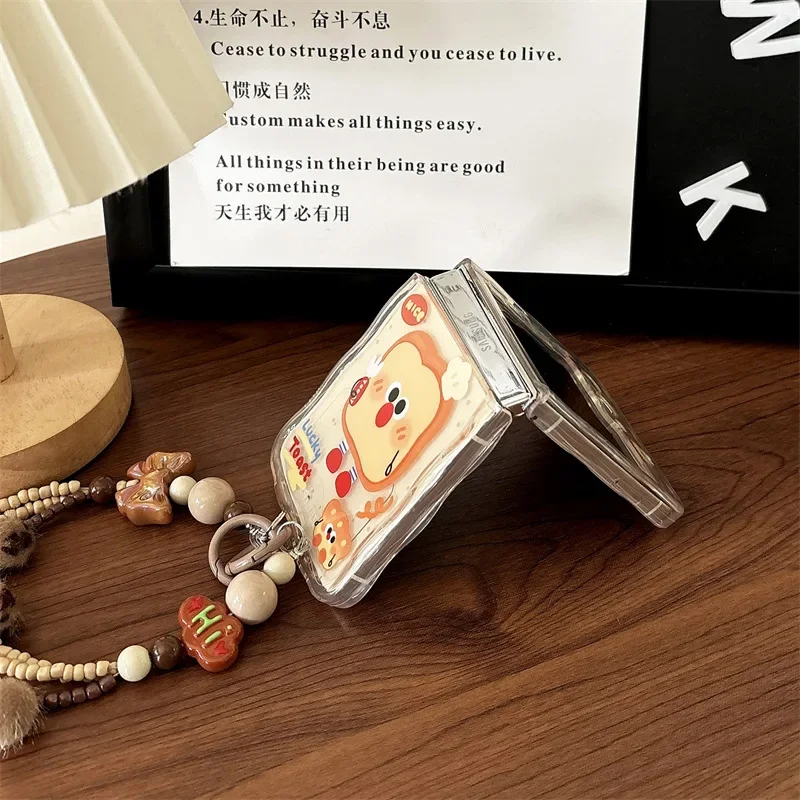 Funda de teléfono de pan de dibujos animados para Samsung Galaxy Z Flip 6 5 4 funda protectora trasera para ZFlip4 ZFlip5 ZFlip6