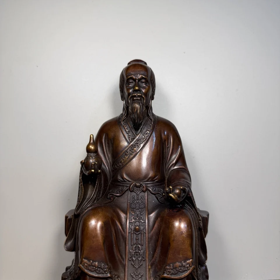 Old Bronze Gilded Cinnabar Bian Que Medicine God The sage doctor Traditional Chinese Medicine Wenfang screen Amass wealth