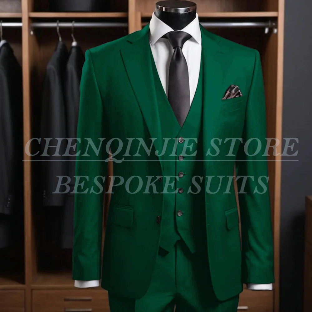 Luxury Black Men's Suits Single Breasted Notch Lapel Slim Fit Male Clothing Customized 3 Piece Jacket Pants Vest Costume Homme - Image 4