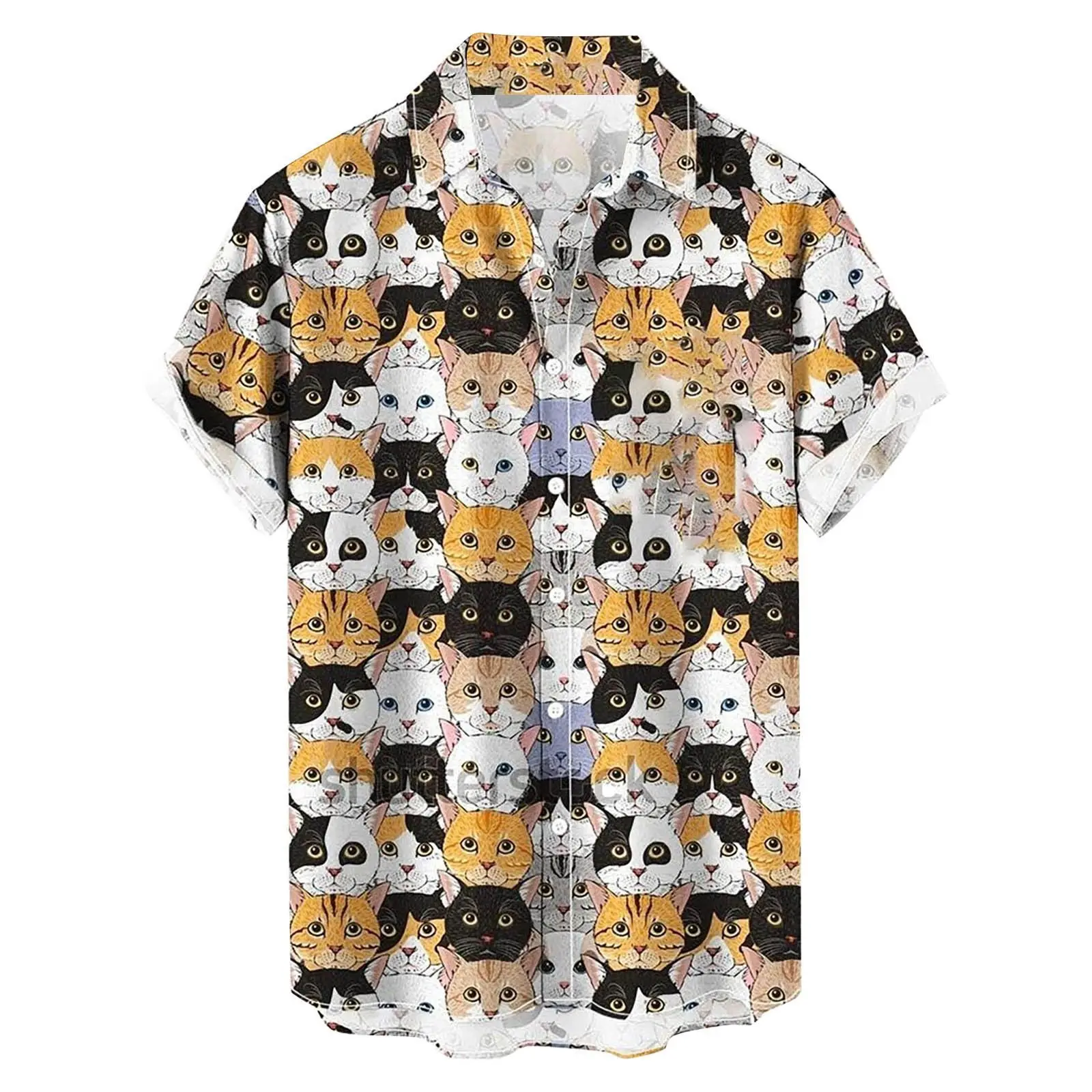 2025 Summer Men's New Short Sleeved Shirt 3D Digital Printed Beach Casual Men's Top