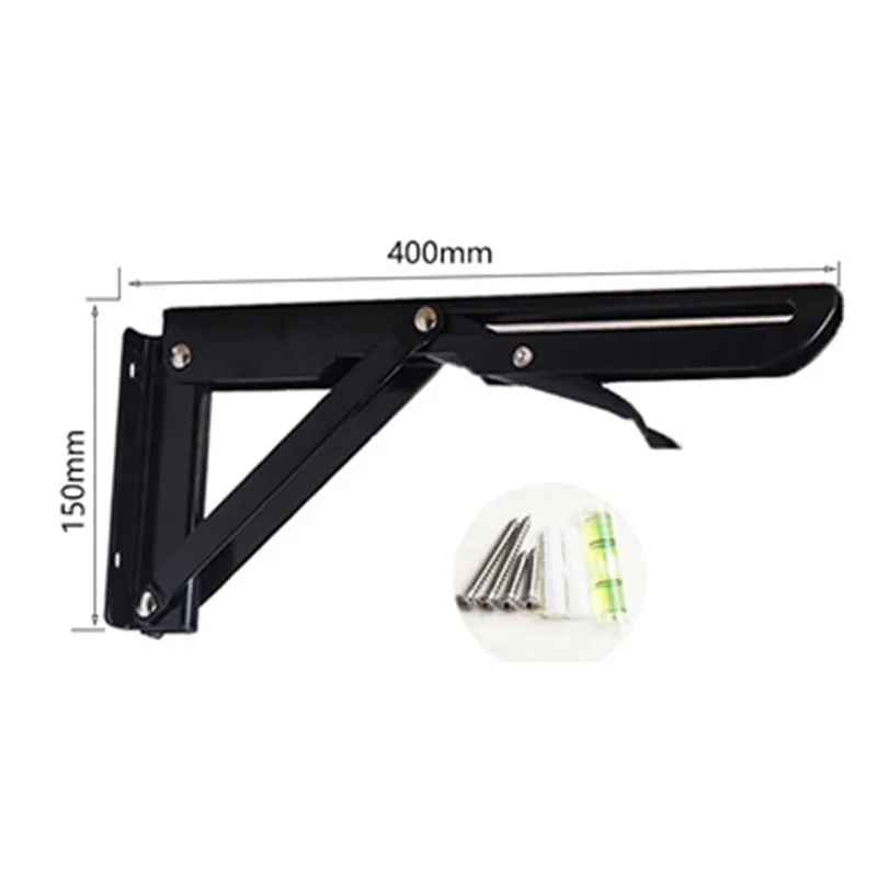 2PCS heavy duty large metal decorative table adjustable angle folding shelf bracket, 400mm length x 150mm width x 44mm thickness