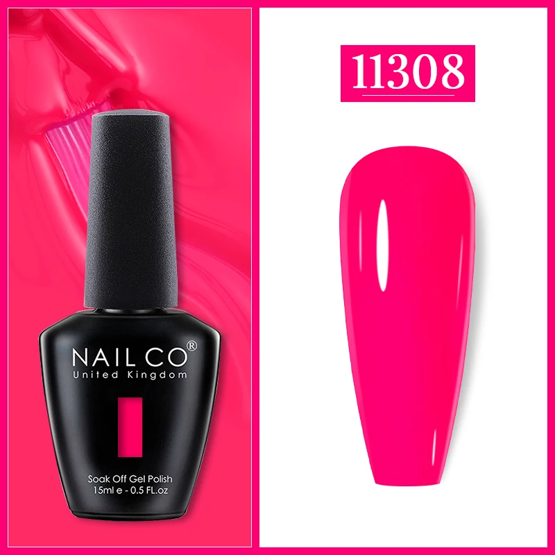 NAILCO Neonfarbener Gel-Nagellack, halbpermanenter Lack für den Sommer, glitzernder Top-Basismantel, Gele, Lack, 15 ml, schwarze Flasche