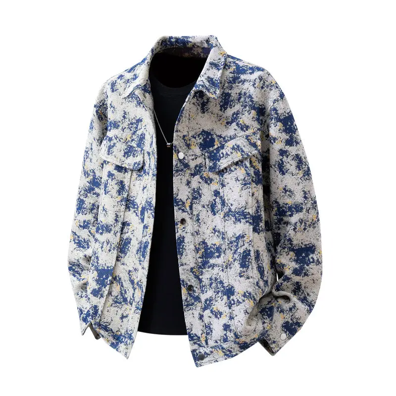 

Мужская куртка большого размера в стиле тай-дай, повседневная, из хлопка, в ретро-корейском стиле, для студентов и молодежи, дышащая, на весну, осень и зиму