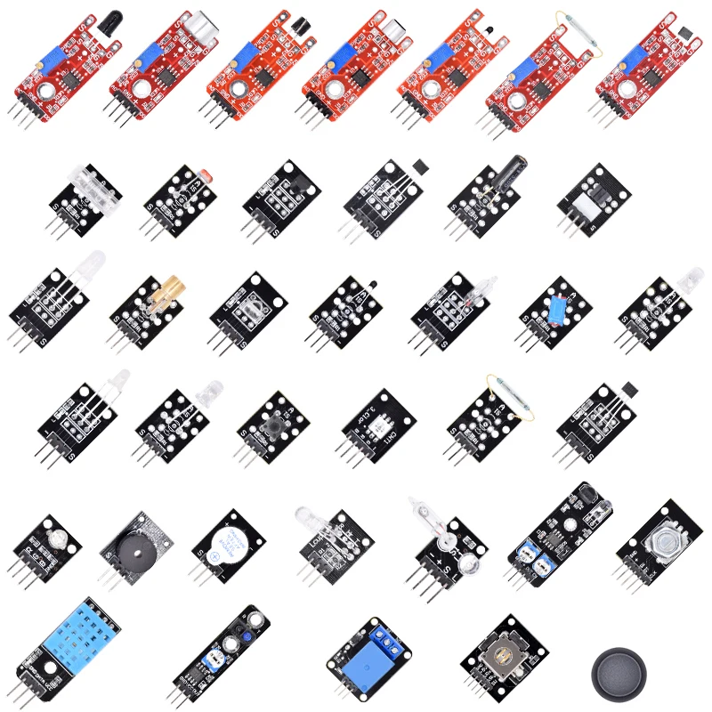 37 Sensor Kits T13 for Raspberry Board Flame Big Soung  Touch Small Sound Digital Temp. Reed Switch Linear Hall Tap Module etc. 