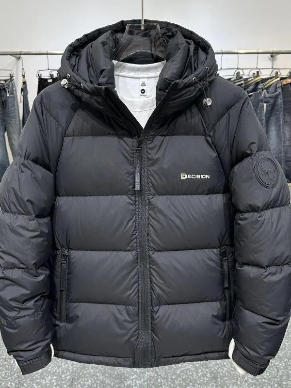 

Men's Winter Thiened Cotton Jaet Hooded Bread Sle Warmth Downl Coat Stand Fit Outerwear Breathable Middle-Aged An...