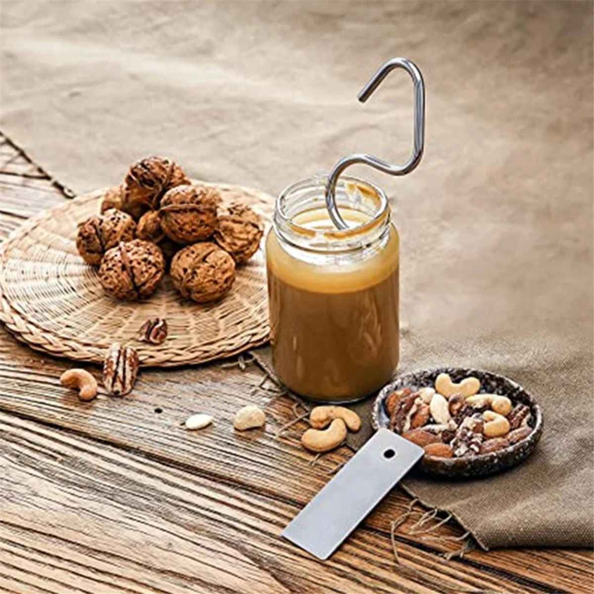 أداة تقليب زبدة الفول السوداني وخلاط زبدة الجوز الطبيعية أداة تحريك اللوز العضوي لاستخدام التحريك في المطبخ