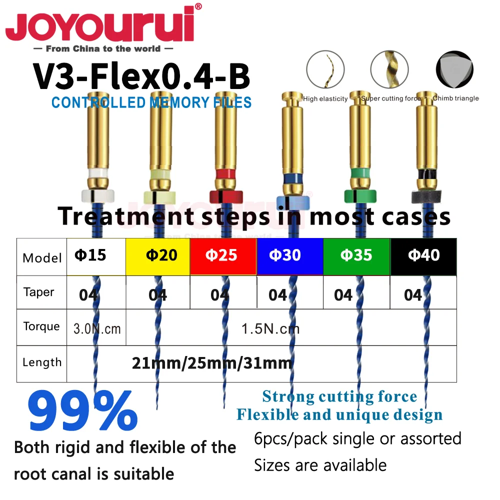 6pcs/Box Dental Endo Blue Root Canal Rotary File Thermal Activation NiTi Files Engine Use #15-#40 31mm/25mm Taper 04/06