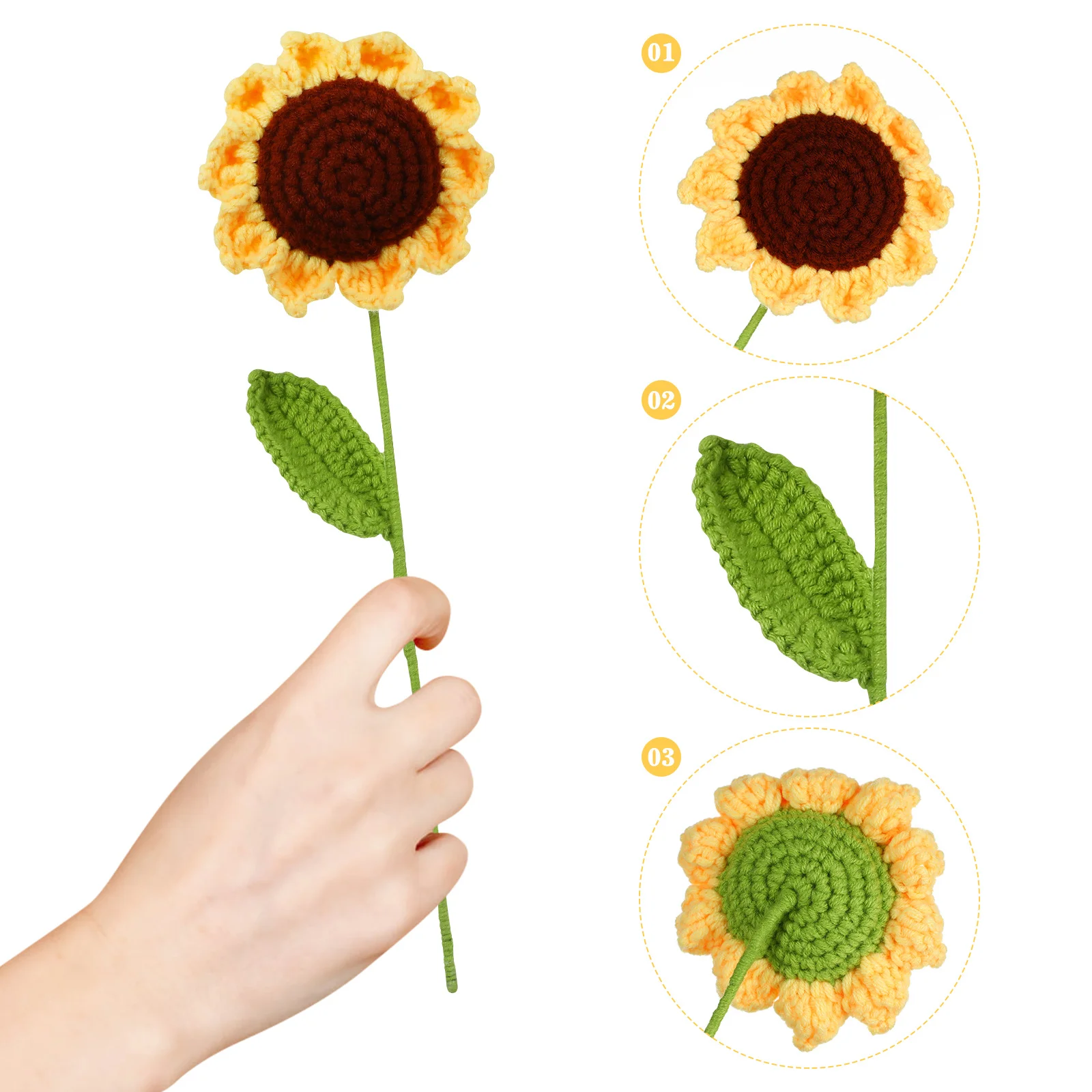 

Knitted Sunflower Artificial Flower Yarn Material Decoration Home Party Romantic Scene DIY Flower Ornament