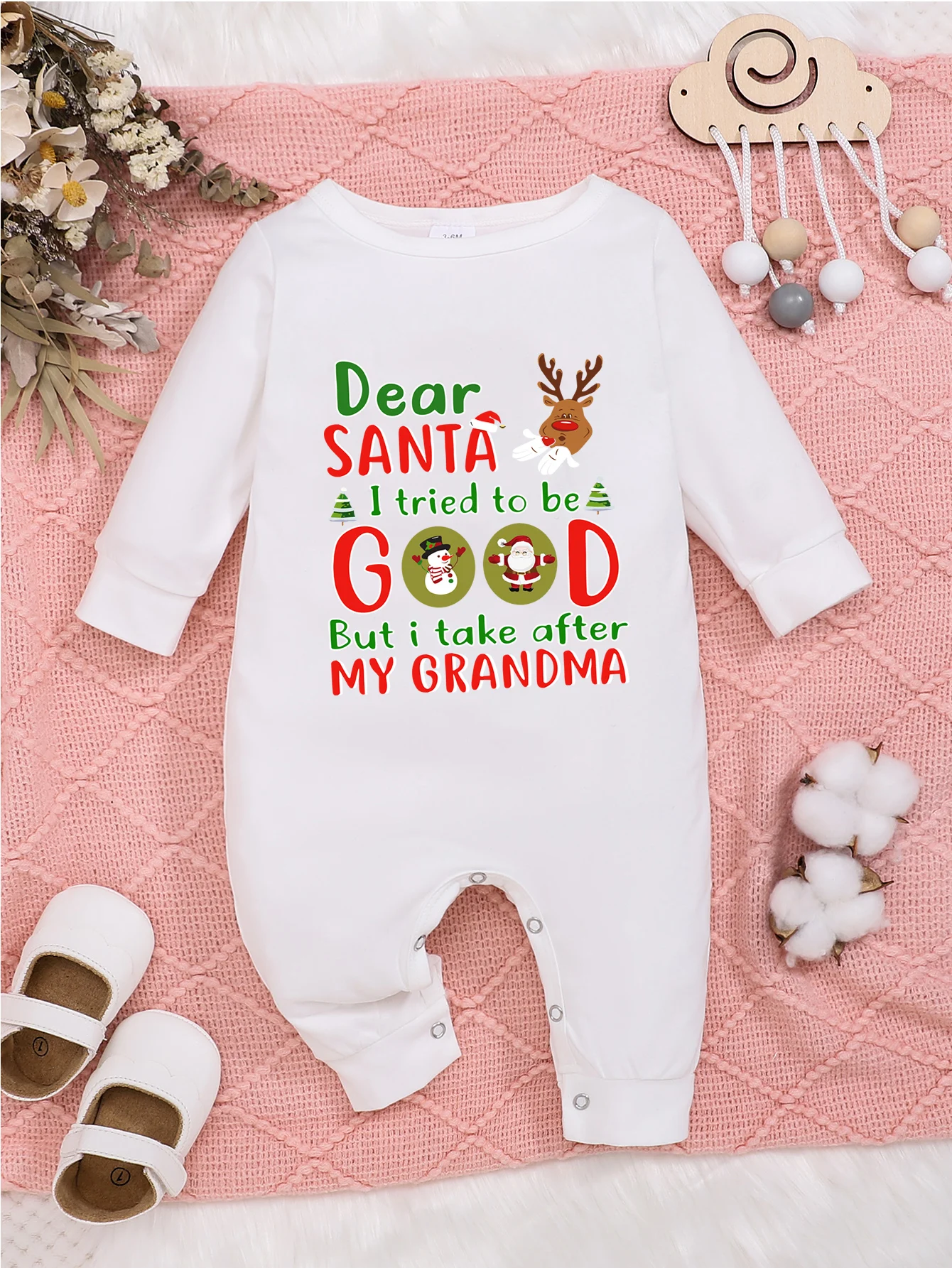 I Love Mom & Dad Baby Christmas Outfit 2024 Photography Long Sleeve Onesie Boys Girls Playsuit Toddler Bodysuits Jumpsuit