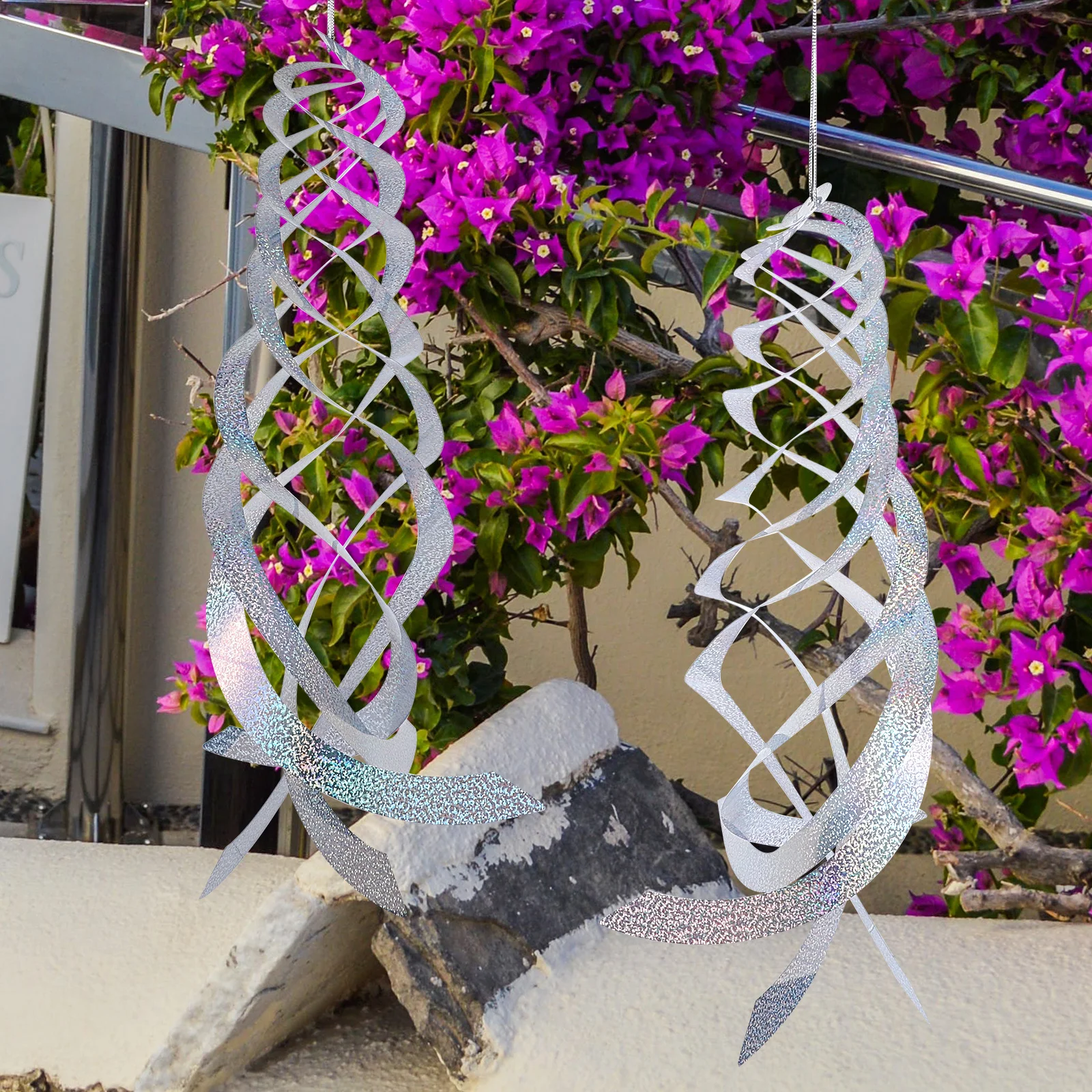 

3 Pcs Silver Reflective Hanging Adornments Bird Repellent Pendants Garden Decorations Revolving Expeller Anti Bird Zone Fruit