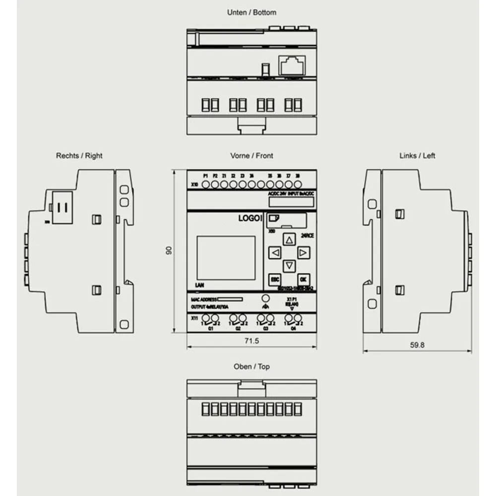 وحدة التحكم الذكية في المصنع 6ED1052-1HB08-0BA2 24V AC/DC 8DI/4DO تصميم قابل للتوسيع مع خادم ويب متكامل وفتحة بطاقة SD