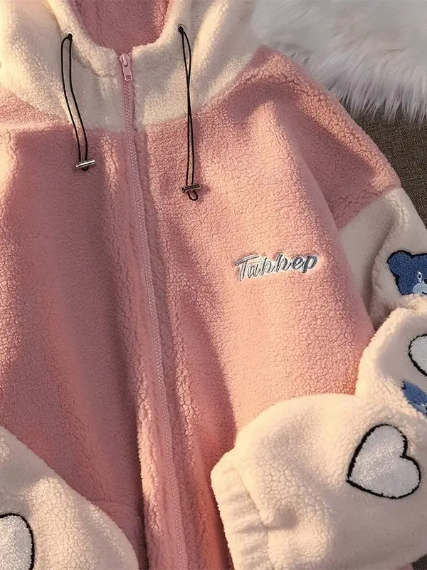 

Женская толстовка оверсайз с капюшоном, свободного кроя, осенне-зимняя, модная, цветная, с длинными рукавами, на молнии...