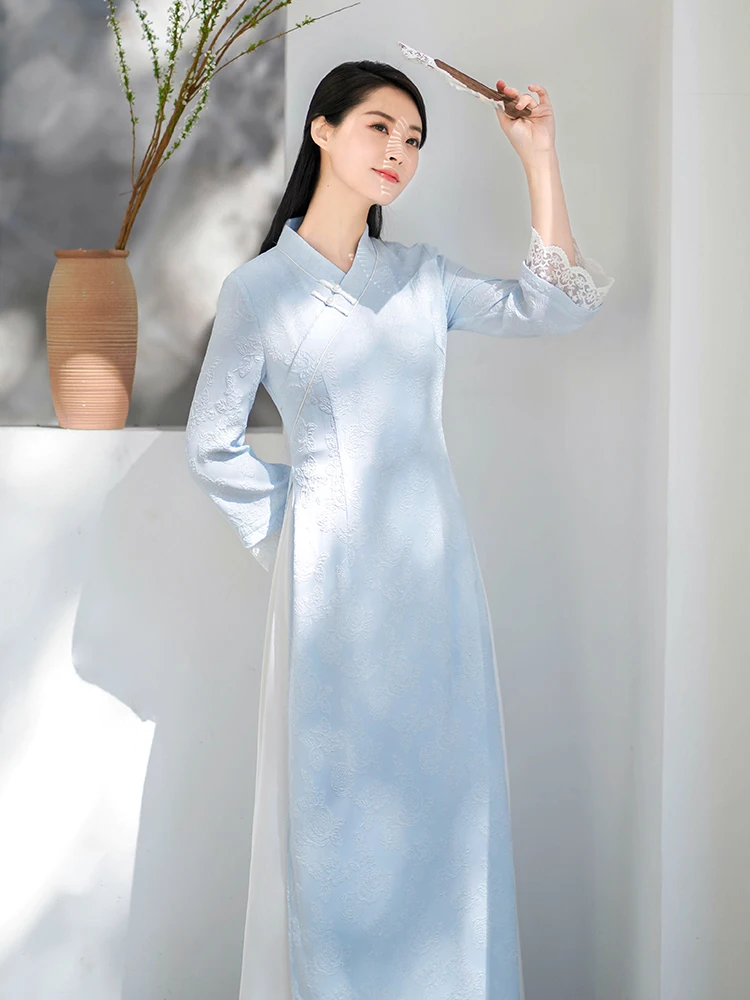 

Винтажное платье для молодых женщин, длинное, однотонное, с художественным дизайном, для повседневной носки, из высококачественной ткани, коллекция Весна 202.