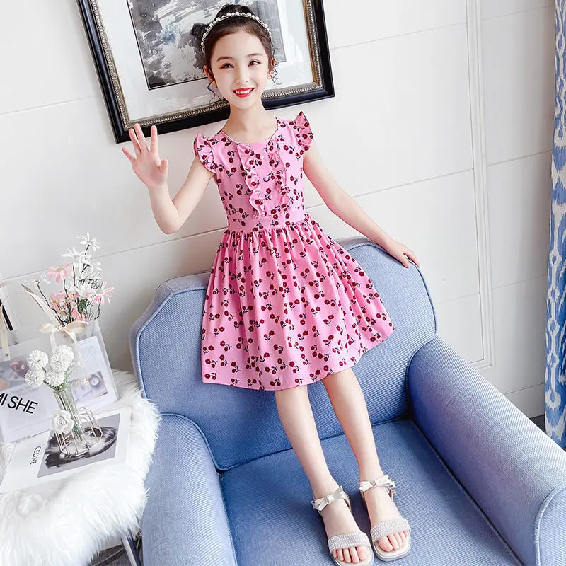 

2023 Girls Dresses Teen Girl Dress Princess Flowers for Kids Dresses Sleeveless Vestidos Teenage Girls Clothing 9 10 12 13 Years