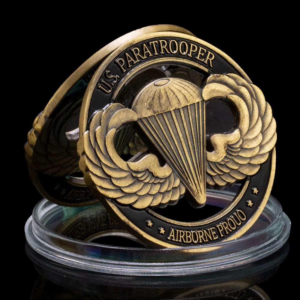 United States Paratrooper Souvenir Bronze Plated Coin Collectible Airborne Challenge Coin Always Earned Commemorative Coin