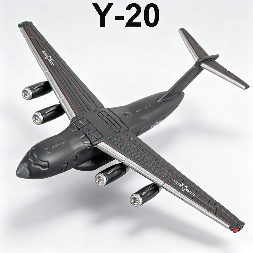 Scale 1:500 Y-20 Fighter Model Toy Metal Body Transport Aircraft Rotatable Models Toys Cars Military Ornament Decoration