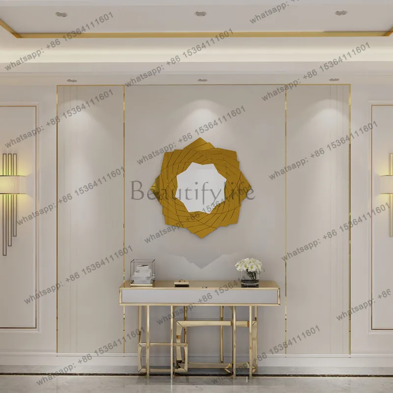 Zj. Horizontal hanging bathroom Nordic free fireplace full-length mirror wall-mounted special-shaped carving