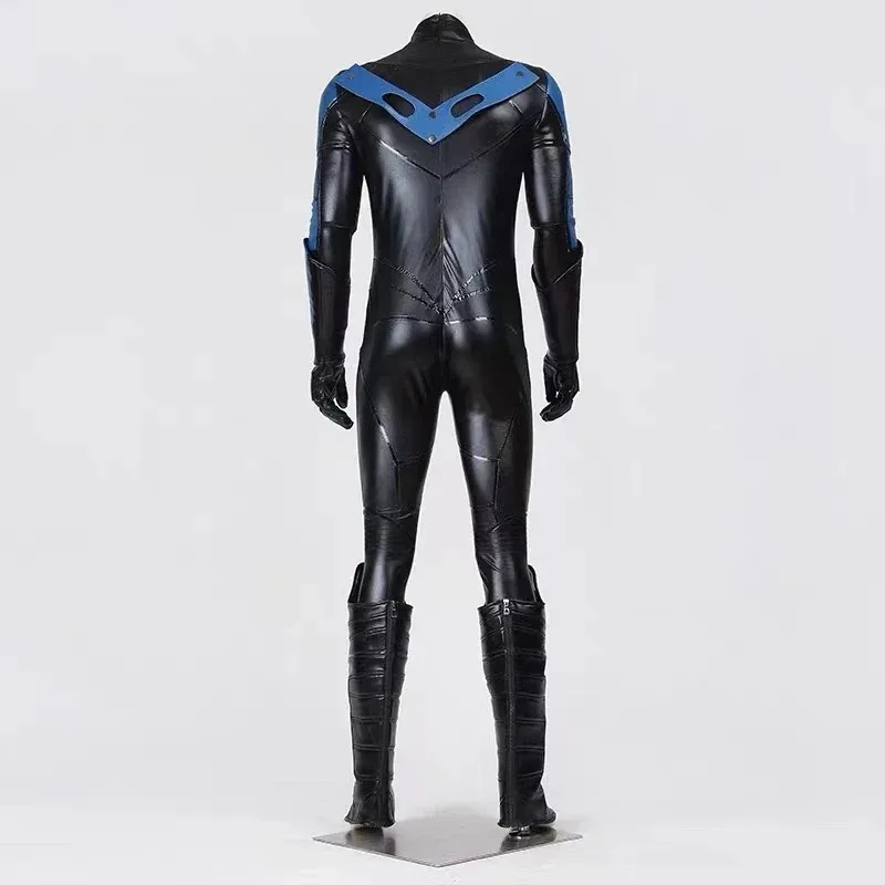 게임 배트 아캄 시티 의상 코스프레 의상 딕 그레이슨 롤플레잉 바디수트 할로윈 카니발 의상 신발 커버 포함,7;k'