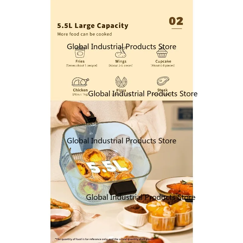 5.5L Silver Electric Air Fryer with Digital Control Household Use Plastic Body Crest Model for Healthy Cooking