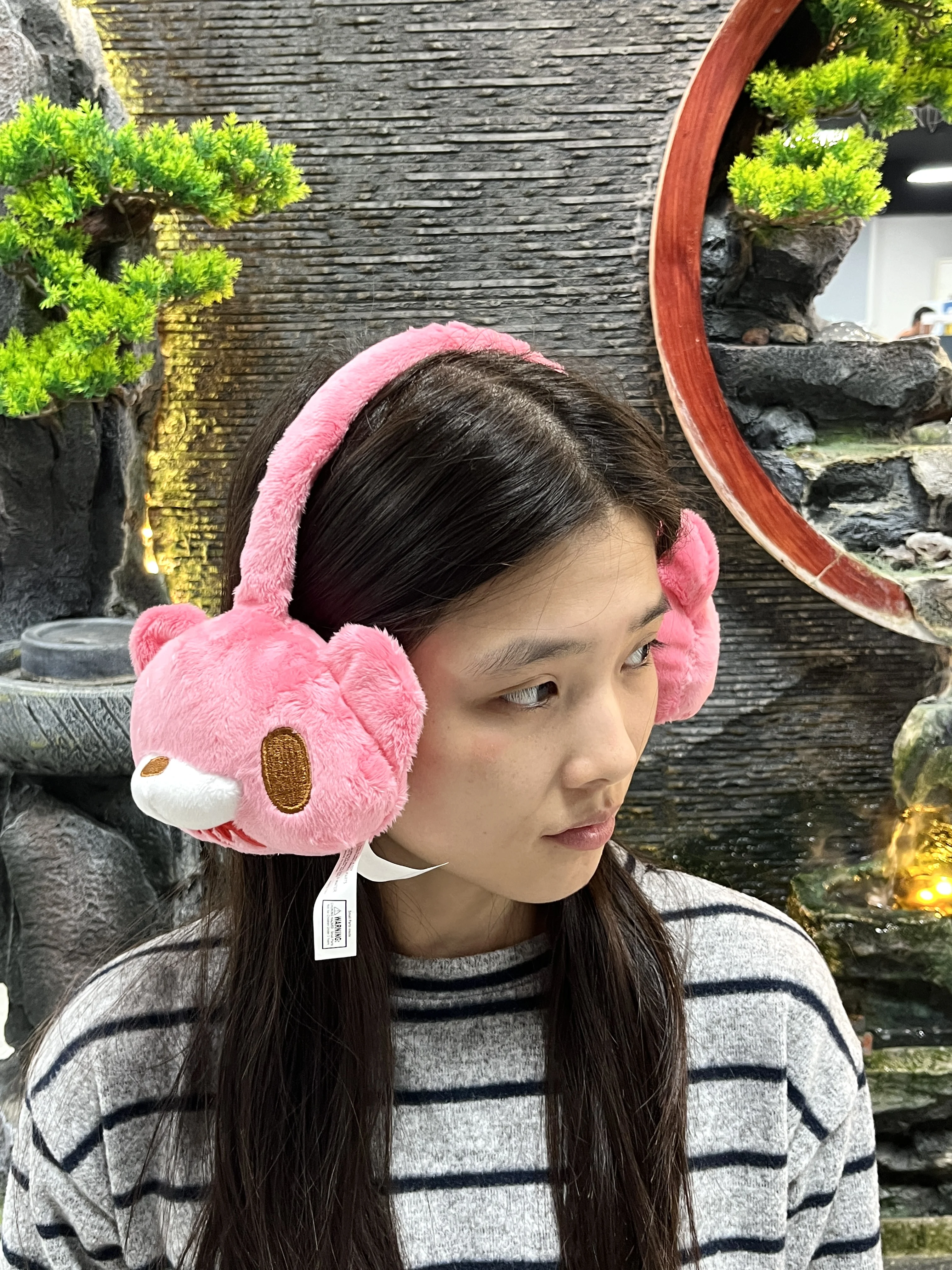 غطاء للأذنين من القطيفة على شكل دب لطيف، غطاء للأذنين شتوي دافئ على الطراز القوطي الحلو، تدفئة الأذن من الصوف الناعم مع نمط كرتوني، هدية باردة عصرية #5