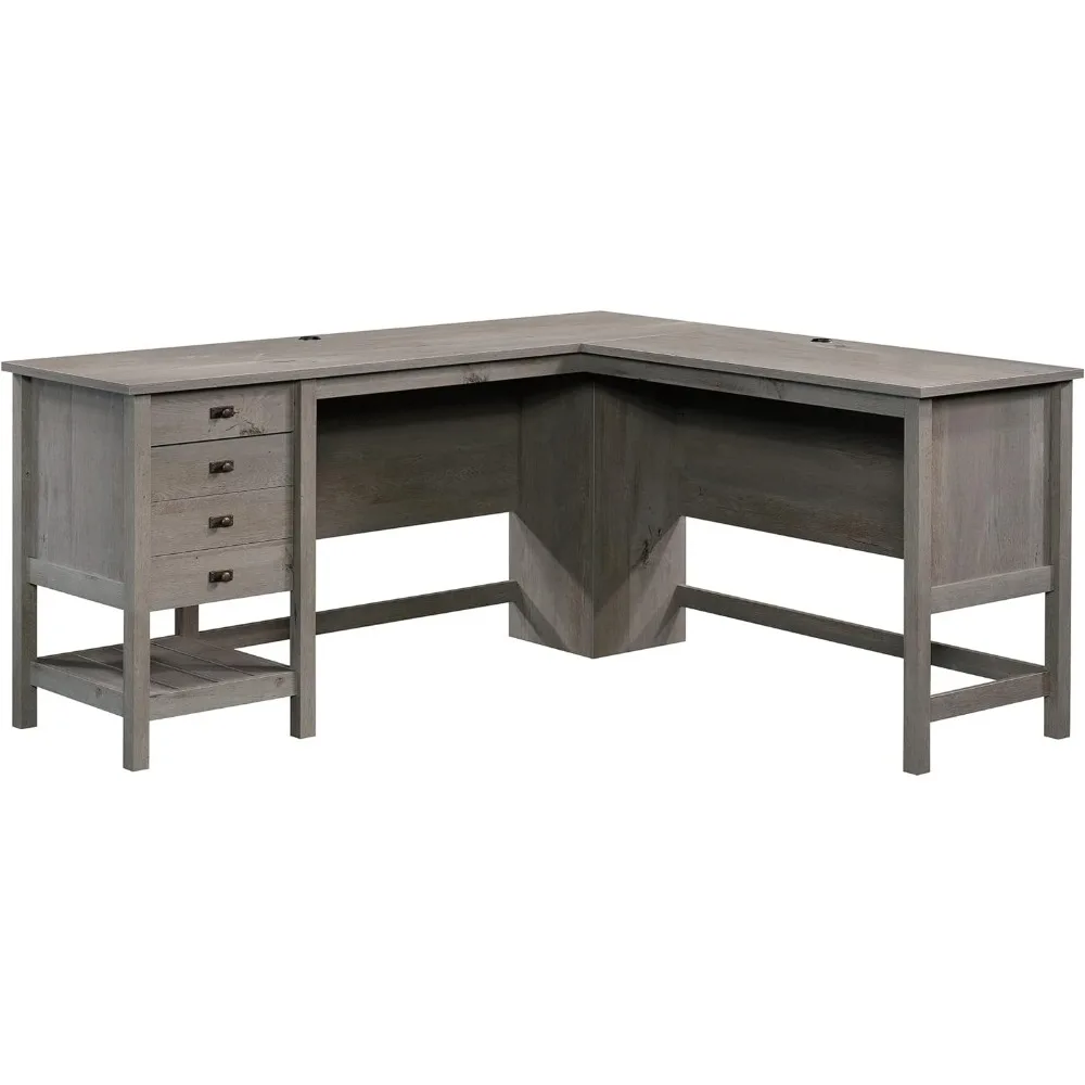 Juegos de escritorio para muebles de oficina, mesa en L, L: 65,12 "X W: 58,66" X H: 29,76 ", acabado de roble místico