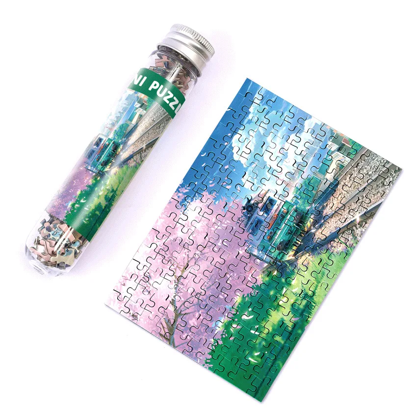 Test Tube Puzzle 150pcs Sakura Train Romantic Town Decompress Toy Educational Family Game