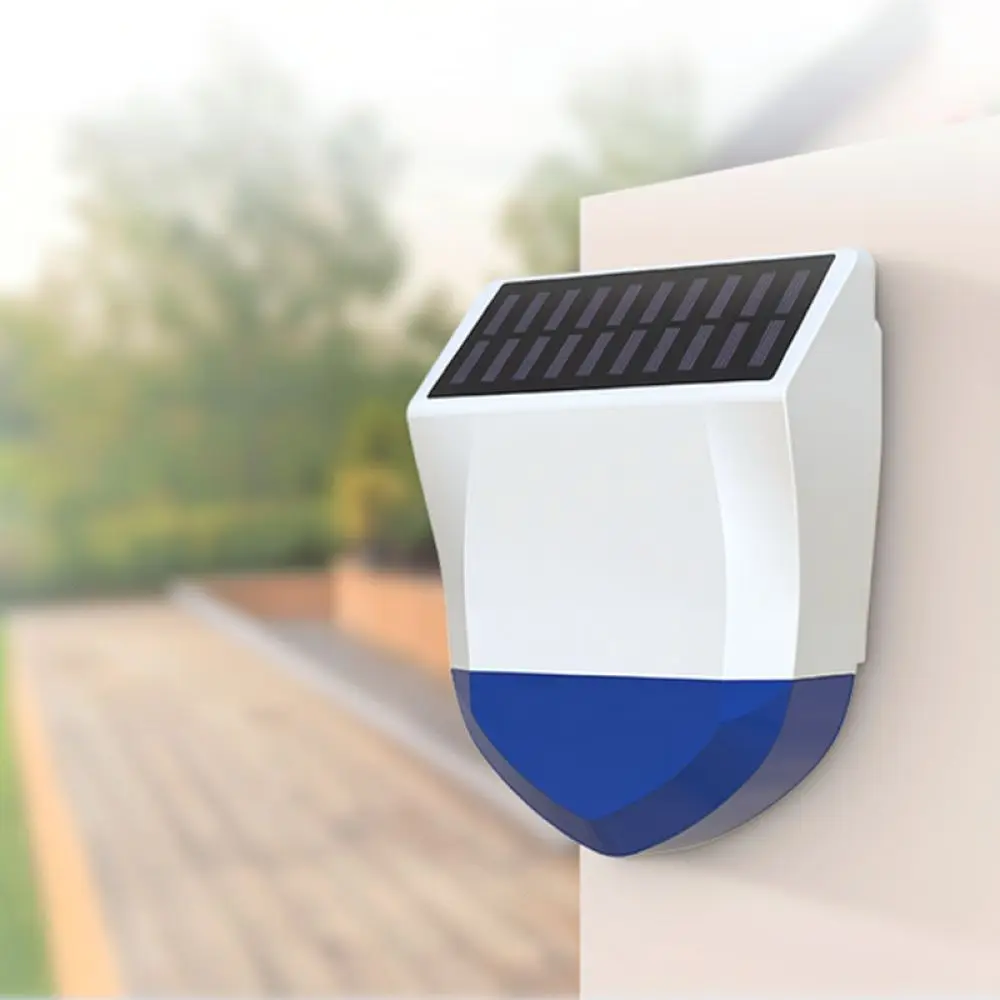 For NEO WiFi Zigbee Matter Solar Powered Siren Alarm Outdoor Home Security Loud Strobe Light Waterproof Warning