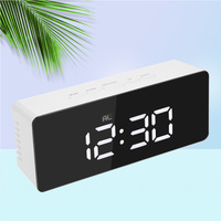 Mirror Led Digital Alarm Clock Usb Powered Large Screen Time Frequency Display Snooze Sleep Function Multi-Function Alarm