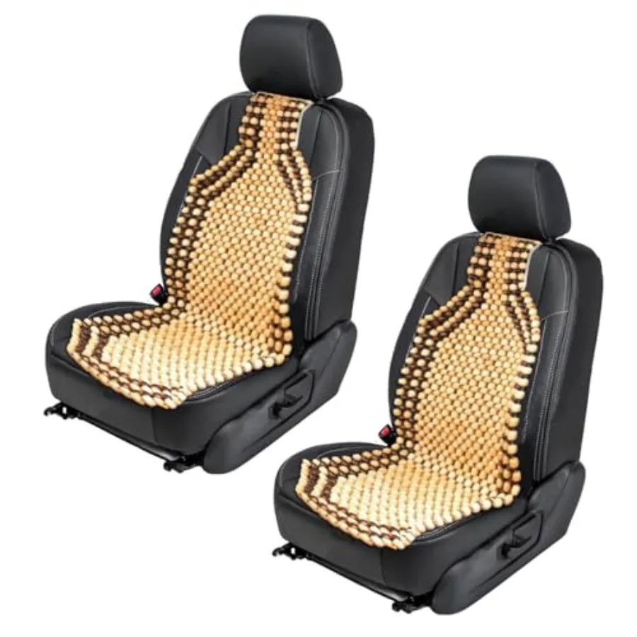 

Wood Beaded Seat Cushion 2-Pack Premium Quality Car Massaging Double Strung Wood Beaded Seat Cushion for Stress Free All Day