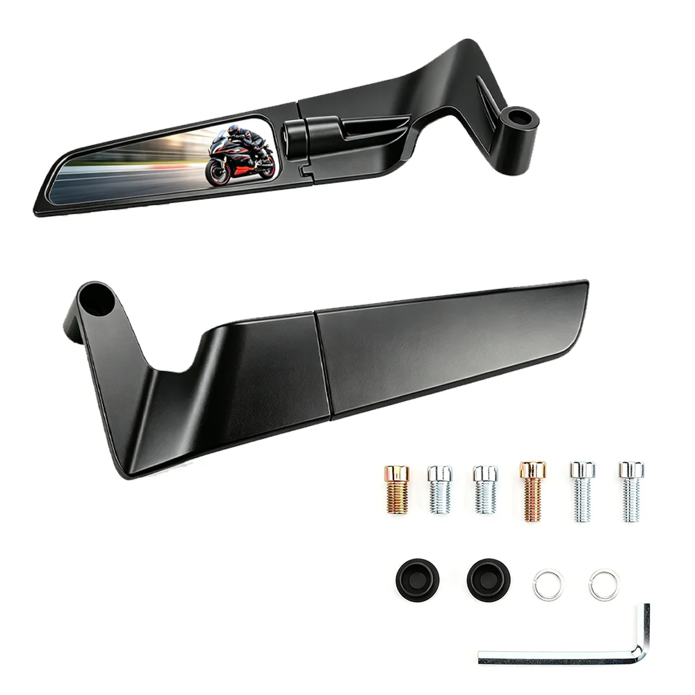 Universal Motorcycle Rearview Mirror Foldable and Adjustable Viewing Angle Motorcycle Side Mirror Reflector Kit High-quality