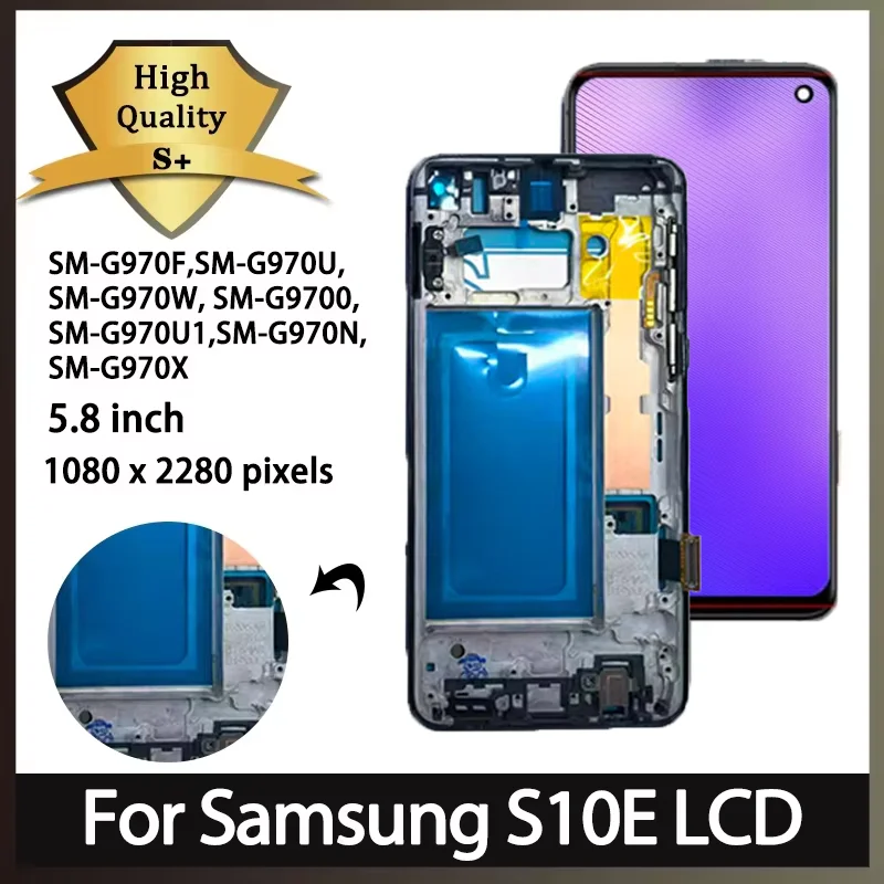 samsung-s10e、g970f、sm-g970f、sm-g970u、sm-g970w用tftスクリーン、フレームパーツ付きlcdディスプレイデジタルタッチスクリーン