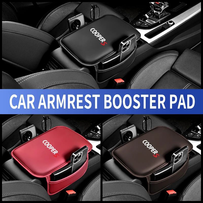 Leather Car Armrest Box Pad Central Arm Rest Storage Pocket Protective Cover For Mini Cooper S One JCW R55 R56 R50 R53 R60 F55