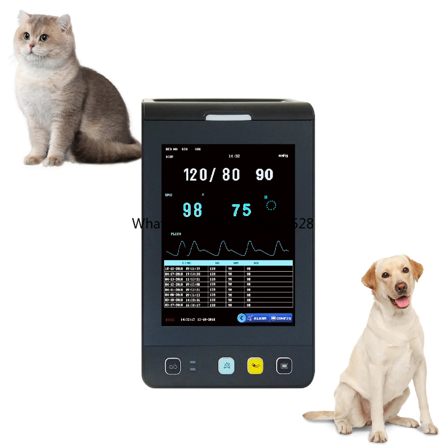 

Portable Veterinary Medical Blood Pressure Machine Handheld Cardiac Vital Sign Parameter Vital Sign Monitor