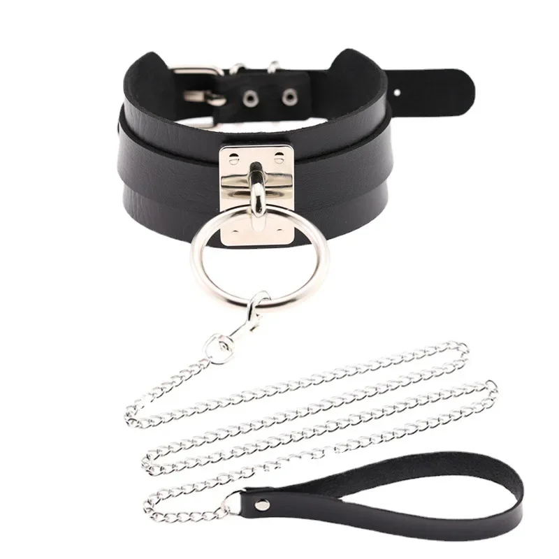 مثير الشرير القوطي بولي Leather الجلود ضمادة طوق قلادة BDSM الرقيق القيود SM التدريب يمزح المختنق سلسلة الجنس لعب للنساء مثلي الجنس